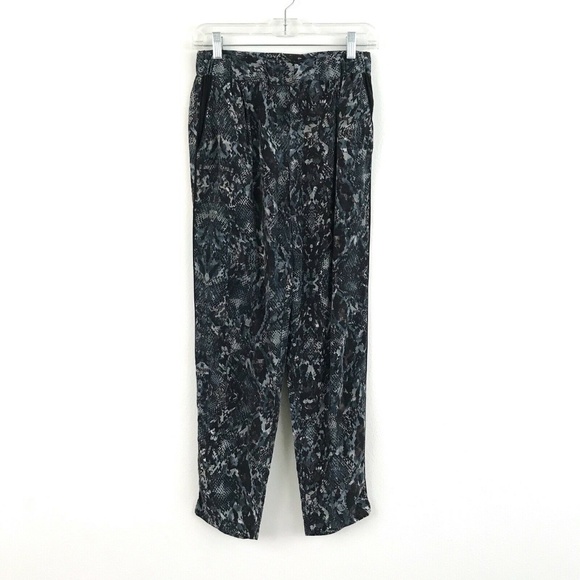 INTERMIX Pants - [Intermix] Green Snake Print Silk Jogger Pants